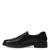 Zapato de vestir negro de cuero, sin cordones y con elásticos laterales.
