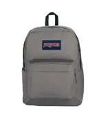 Mochila gris de diseño clásico con un compartimento principal y un bolsillo frontal.