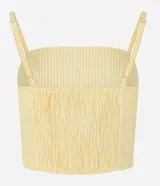 Blusa cropped de tricolina rayada con breteles finos y lastex en la espalda.