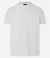 Remera de manga corta color blanco tiza con cuello redondo y textura en forma de espiga.