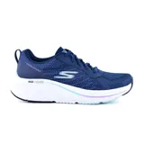 Championes deportivos Skechers Max Cushioning Elite 2.0, color azul marino. Capellada de malla con cordones, plantilla Air-Cooled Goga Mat, amortiguación Ultra Go y entresuela Max Cushioning Elite.