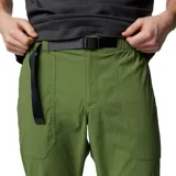 Pantalón de trekking color verde oliva, con corte recto, bolsillos laterales y traseros con cierre, rodillas articuladas y tejido repelente al agua.