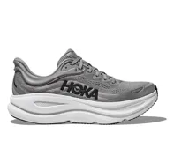 Championes de running Hoka Bondi 9 color gris con detalles en negro y blanco.