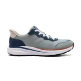 Zapato casual Skechers Slade Ultra Mercer para hombre, color gris y azul, con capellada de malla y cuero sintético, ajuste con cordones, plantilla Skechers Air-Cooled Memory Foam y suela flexible.