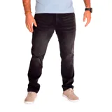 Pantalón de jean negro con calce slim, confeccionado en algodón y poliéster con spandex. Diseño de cinco bolsillos y logo CAT en la parte trasera.