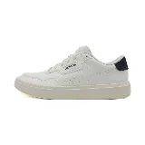 Championes Adidas Park St 2.0 de cuero blanco con detalles en azul marino en el talón y logo de Adidas en el lateral.