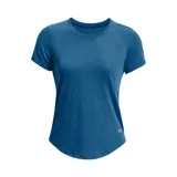 Remera deportiva Under Armour Streaker de mujer, color azul con logo en el ruedo.