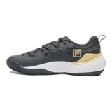 Championes de tenis Fila Champion Winner Clay, color negro con detalles dorados y suela blanca.