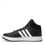 Championes de caña media Adidas Hoops 3.0 Mid Classic Vintage, color negro con detalles en blanco.