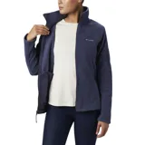 Campera Columbia de microfibra color azul con cierre frontal completo, cuello alto y bolsillos laterales con cierre.