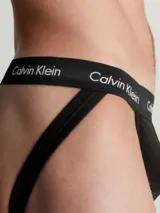 Pack de 3 suspensorios negros de algodón elástico con cinturilla elástica con logo Calvin Klein.