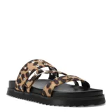 Sandalias con plataforma color negro y tiras con estampado animal print.