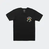 Remera negra de algodón con cuello redondo y mangas cortas. Estampado en el pecho con el logo de Stance y un arcoíris con pies.