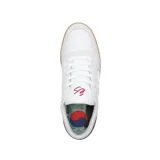 Zapatillas de skate marca éS, modelo EOS, color blanco con detalles en rojo y azul.