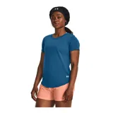 Remera deportiva Under Armour Streaker de mujer, color azul con logo en el ruedo.