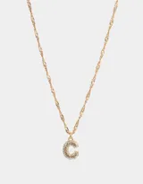 Cadena corta dorada con dije de la letra A cubierto de strass.
