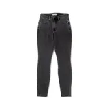 Pantalón de jean de corte ajustado, color gris oscuro, con cierre de cremallera y diseño de cinco bolsillos.