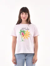 Remera lila con estampado frontal con la frase "Gracias por nada".