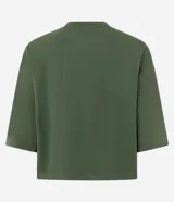 Remera cropped de algodón, color negro, con cuello redondo y mangas cortas.