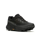 Zapatillas de trail running Merrell Agility Peak 5, color negro, con capellada de malla y TPU, cordones y cintas recicladas, cuello y lengüeta de malla, puntera protectora, forro de malla reciclada, plantilla de espuma EVA reciclada, placa de protección contra rocas, entresuela de espuma FloatPro y suela Vibram MegaGrip.