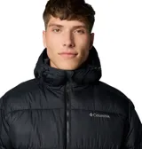 Campera puffer Columbia Pike Lake II Hooded, color negro, con capucha ajustable, tecnología Omni-Heat reflectante, aislamiento de poliéster reciclado, bolsillos con cierre y puños ajustables.