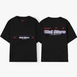 Camiseta celeste con estampado frontal y trasero con el texto "Ittai Stars" en color rojo y azul.