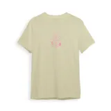Remera blanca de algodón con estampado de un sol con gafas de sol y una tabla de surf.
