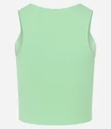 Top cropped color verde claro, de algodón acanalado y cuello redondo.