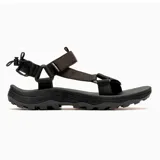 Sandalias deportivas Merrell Speed Fusion Web Sport para hombre, color negro con detalles en marrón. Confeccionadas con materiales reciclados, sistema de cierre de velcro y cordón elástico, plantilla de espuma FloatMax™ y suela de goma adherente.