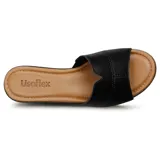 Sandalias Usaflex negras con capellada de cuero y suela comfy.