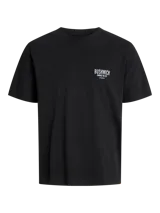 Remera negra de manga corta y cuello redondo, con fit relajado y estampado frontal con la palabra "BUSHWICH" y el texto "EMBRACE THE CITY". Confeccionada en punto single jersey orgánico.