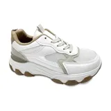 Championes deportivos casuales American Sport modelo Alden, color blanco con detalles en beige y suela marrón.