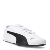 Championes Puma Catch de cuero sintético blanco con detalles en negro, cordones blancos y logo de la marca en el lateral.