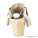 Bolsa matera de tela canvas combinada con división interna para organizar termo y mate. Incluye asa corta de mano.
