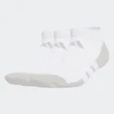 Pack de tres pares de medias Adidas Essentials CLIMACOOL de corte bajo, color blanco con detalles en gris y logo de la marca en el tobillo.