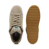 Championes Puma Suede XL color beige con franja lateral marrón y suela blanca.