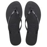 Sandalias Havaianas You Metallic, color negro, con tiras finas y logo de la marca en la tira.