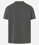 Remera de mangas cortas color gris oscuro, confeccionada en algodón, con cuello redondo y estampa frontal de montañas y texto "Alive Outside Environment".