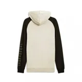 Campera con capucha Puma color crema, con mangas largas negras y logo de la marca bordado en el pecho.