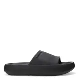 Sandalias tipo slide color celeste, con plataforma y logo de la marca en la tira superior.