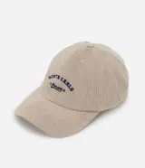 Gorra beige de pana con bordado frontal de "Monte Carlo Monaco" en azul marino.