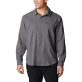 Camisa de hombre Columbia Silver Ridge, color beige, de manga larga con botones para enrollar, dos bolsillos frontales con botón, ventilación en la espalda y protección solar UPF 50.