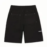 Short cargo color marrón claro, marca Caterpillar, modelo Foundation. Cuenta con cierre de cremallera y botón, cintura elástica con cordón, bolsillos laterales, traseros y utilitarios en la pierna.