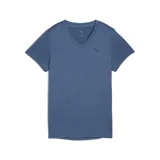 Remera deportiva Puma color azul con cuello en V y logo estampado en el pecho.