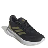 Championes Adidas Runfalcon 5, color negro con detalles dorados y suela blanca. Zapatillas de running con tecnología Cloudfoam para mayor amortiguación y comodidad.