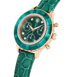 Reloj Octea Chrono, Fabricado en Suiza, Correa de piel, Verde, Acabado tono oro rosa