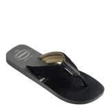 Sandalias Havaianas Urban Print, con base gris y tiras negras.