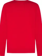 Sweater rojo de Tommy Hilfiger con cuello en V y logo bordado en el pecho.