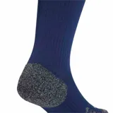 Medias de fútbol Adidas adi 23, color azul marino con tres tiras horizontales blancas en la parte superior y logo de la marca en el frente.