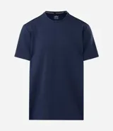 Remera deportiva masculina color azul marino, de corte comfort, cuello redondo y manga corta. Confeccionada en tech fleece con tecnología Dry, que permite la transpiración y secado rápido.